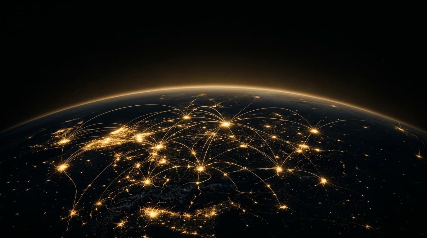 Grenzüberschreitendes Kapital-Netzwerk über dem DACH-Raum